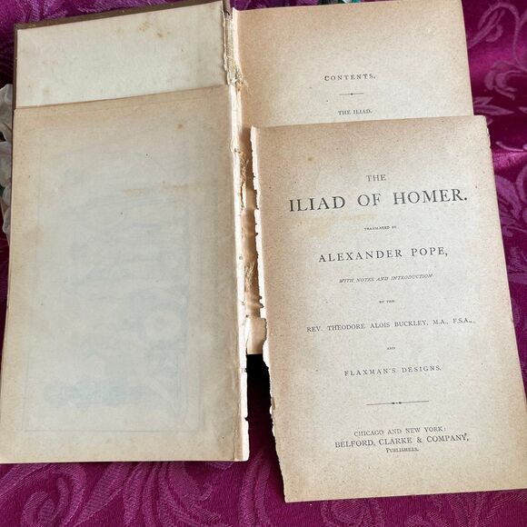 Ca 1890 The Iliad of Homer by Alexander Pope, Antique Book, Belford, Clarke & Co - Picture 4 of 10
